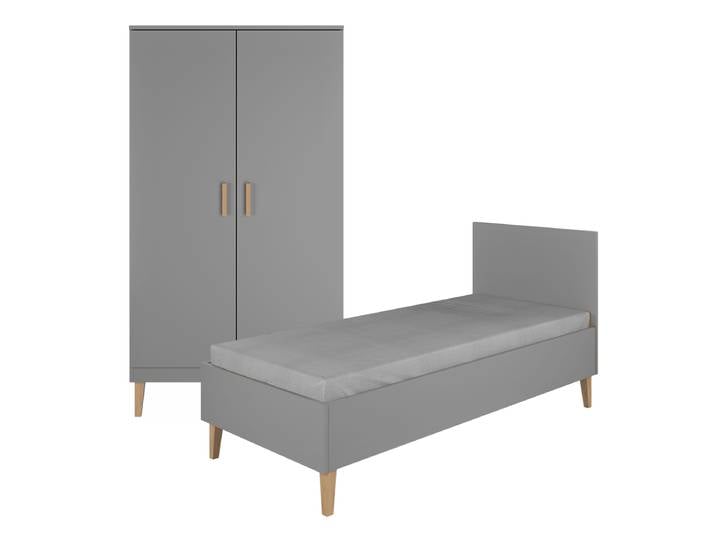 Lit enfant 80x180 et armoire Kocot Kids Kubi - Gris