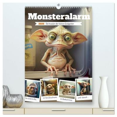 Monsteralarm. Die Invasion der kleinen Quälgeister (hochwertiger Premium Wandkalender 2026 DIN A2 hoch), Kunstdruck in Hochglanz