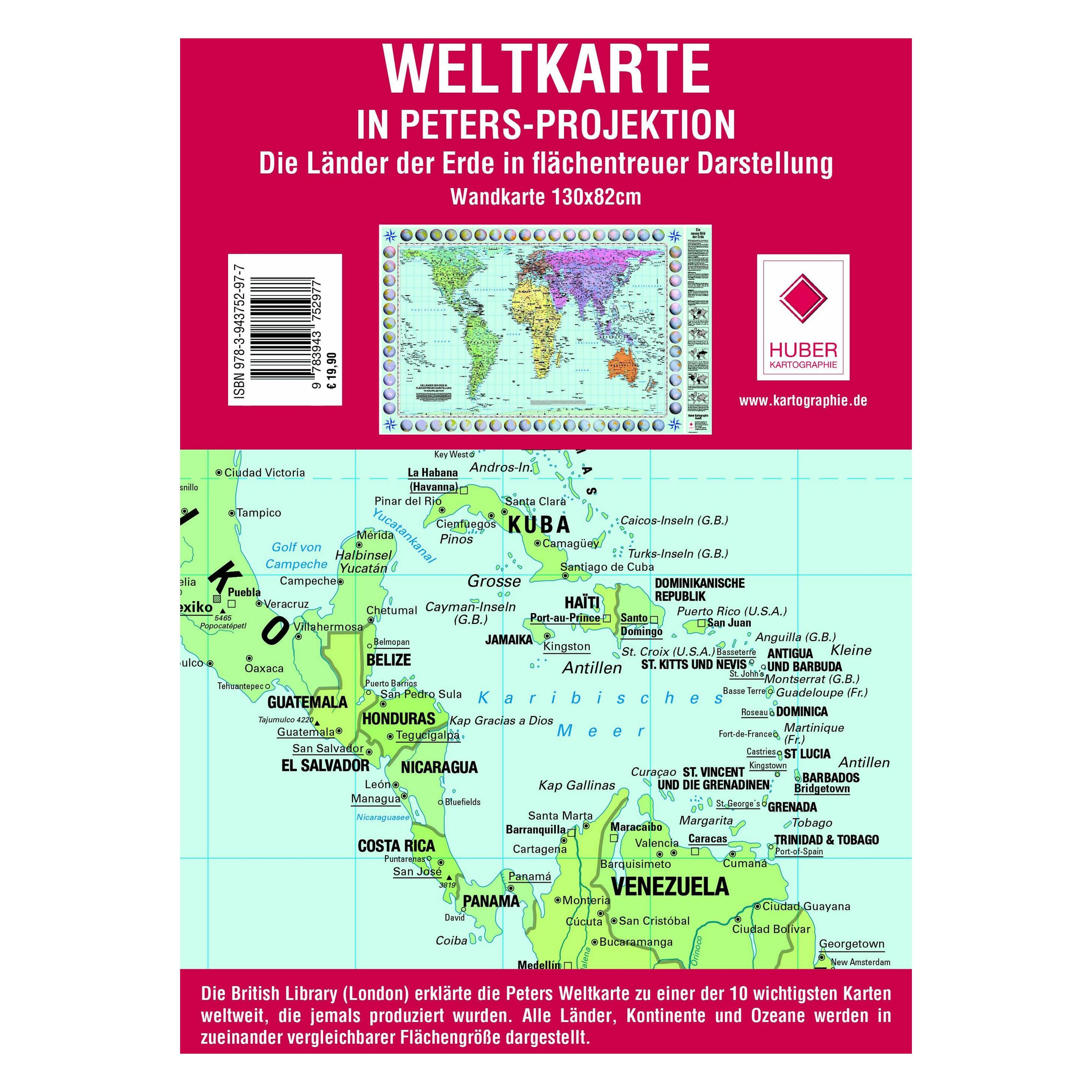 Huber Kartographie Weltkarte In Peters-Projektion (35209363)