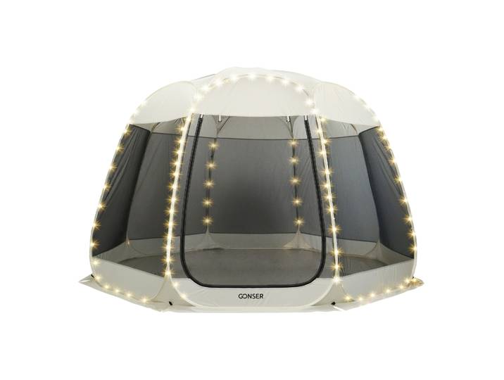 Pop-Up Pavillon LED 8-10 Personen 4 x 3 m transparent/schwarz