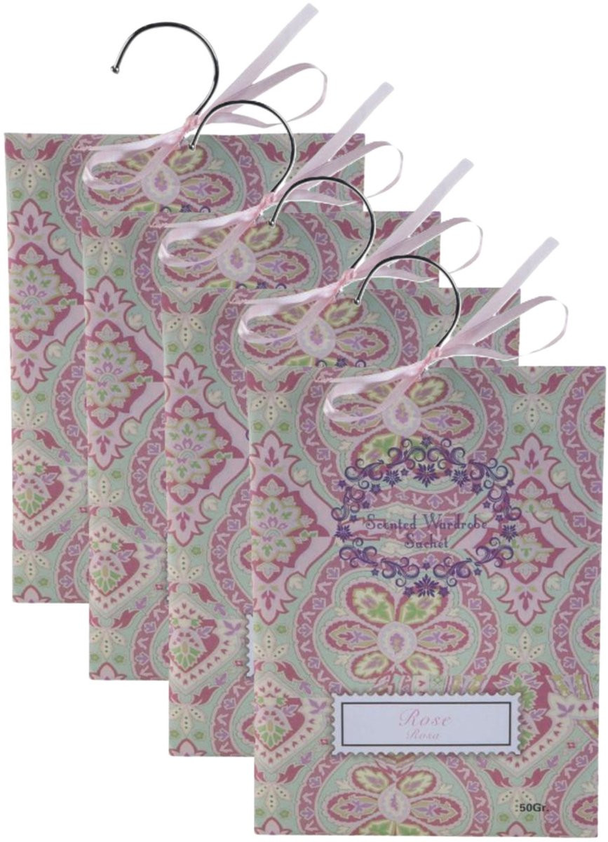 Home & Styling Geurzakjes met Rozengeur - 6 stuks - met ophanghaakjes