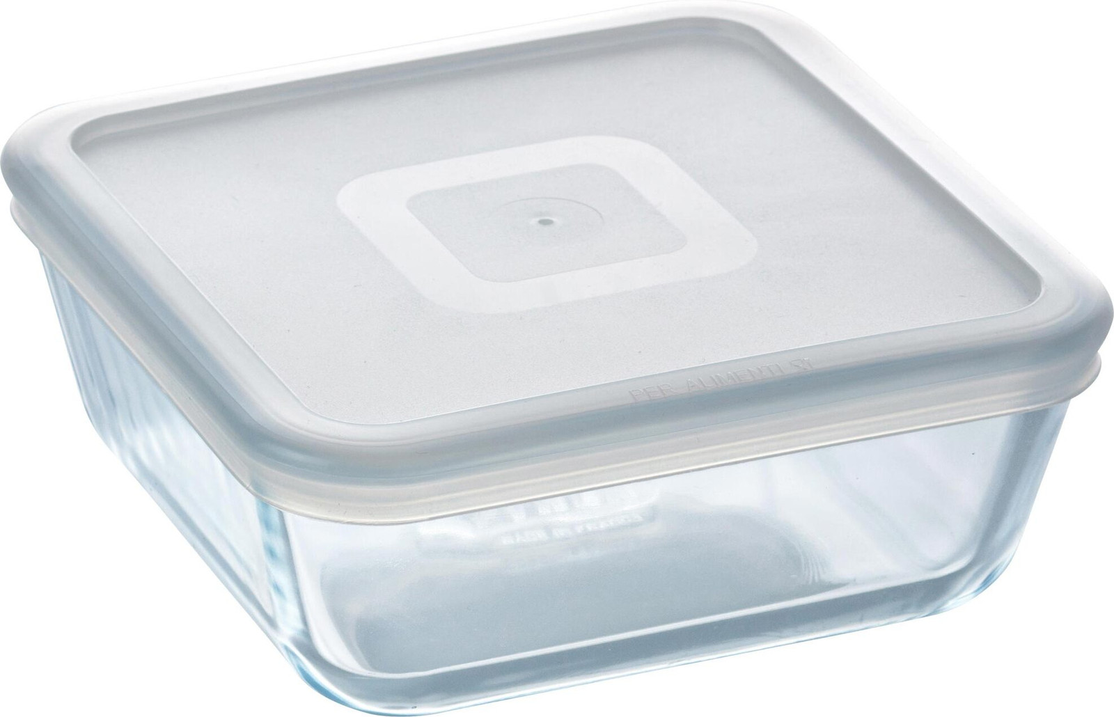 Pyrex Vierkante schaal met deksel, 15 x 15 cm