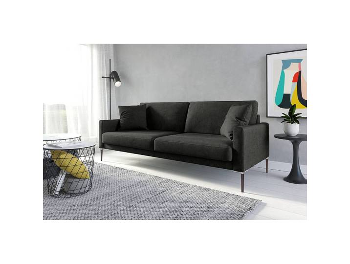 3-Sitzer Sofa Grau/Dunkelgrau Samt Ravi 214 x 83 x 90cm Skandi