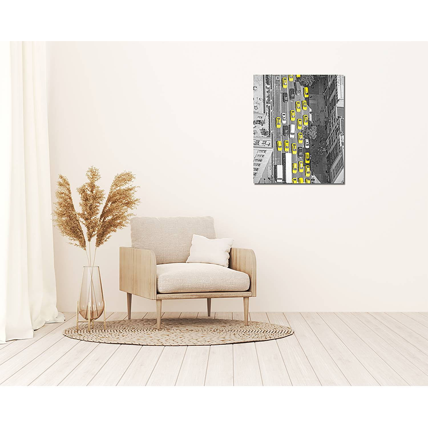 home24 New York taxis from above aluminium-dibond wanddecoratie, multicolor, 50 x 60 cm
