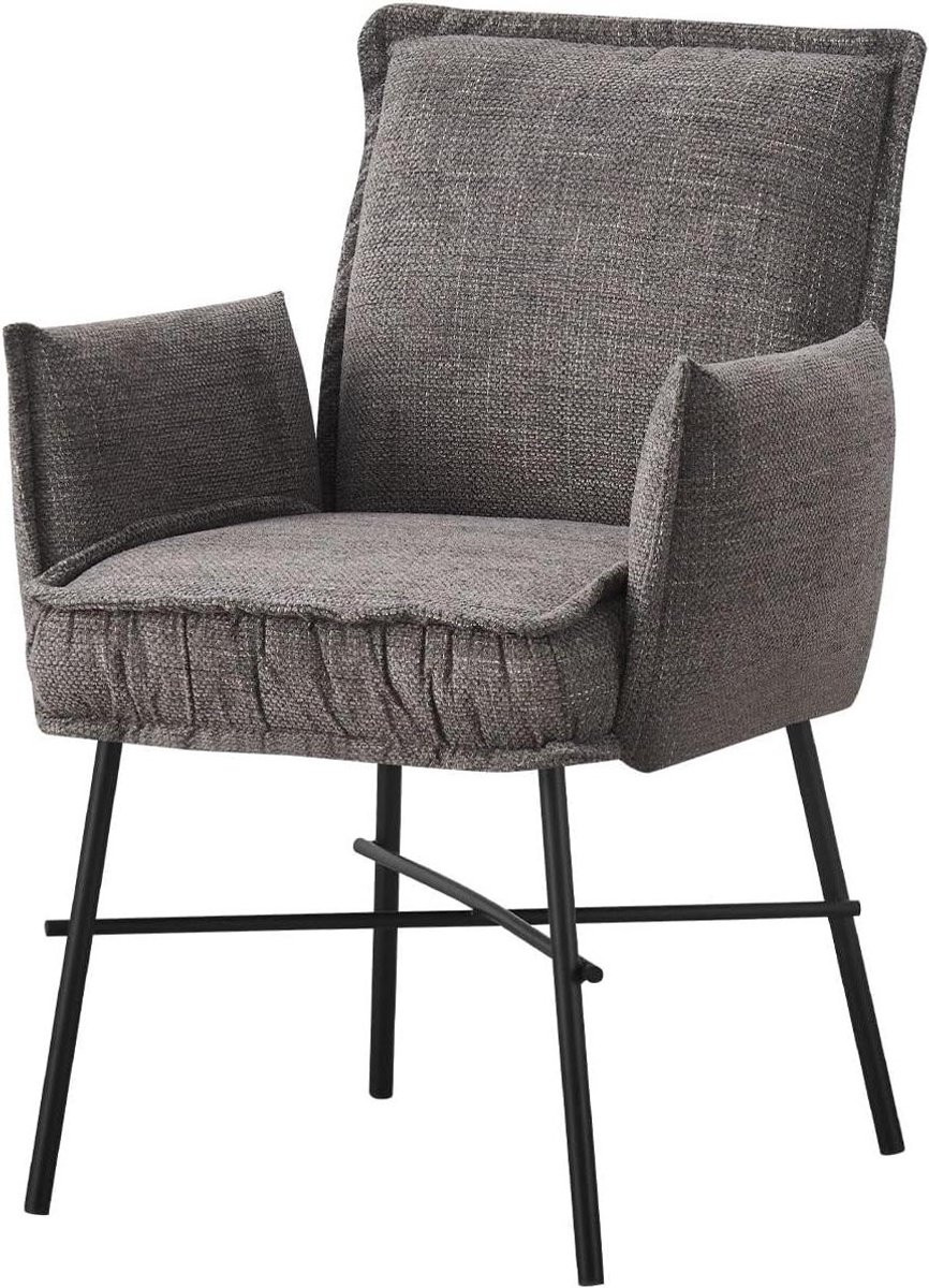 Eetkamerstoel JURGEN - Gestoffeerde lounge stoel met armleuningen - B/D/H: 63 x 63 x 84 cm