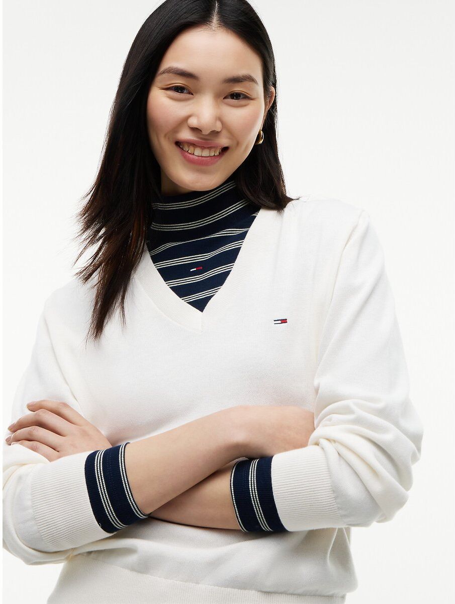 TOMMY JEANS Pull col V manches longues