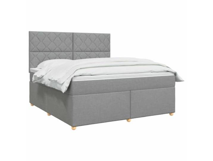 vidaXL Boxspringbett mit Matratze Hellgrau 140 x 190 cm Stoff Bietet perfekt ausgewogene Unterstützung, Anpassbar an deine Wunschhöhe, Praktische und energiesparende USB-Beleuchtung