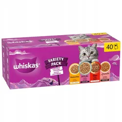 Whiskas Nassfutter für Katzen „Mix“ in Soße und Gelee, 40 × 85 g, MEGAPACK