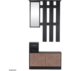 HTI-Living, Garderobe + Kleiderstange, Garderoben-Set Dana mit Schuhschrank Schwarz