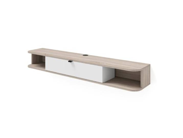 Icarus Wand-TV-Möbel, 156 cm, abgerundete Ecken, 1 Klapptür – Sonoma-Eiche Bim Furniture - ref. 5903769745999 - 5903769745999 - WeiÃ