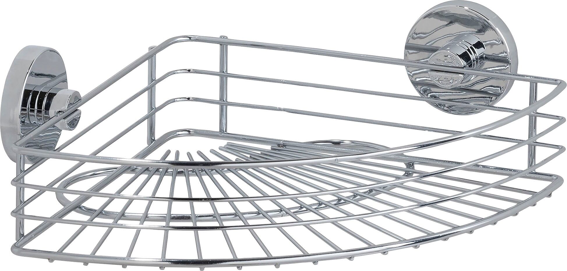 Duschablage WENKO "Vacuum-Loc", silber (chrom), B:22,5cm H:9cm T:35cm, Stahl, Regale, Duschablage, 1 Etage