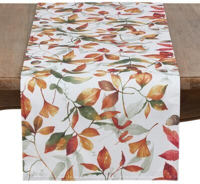 Saro Lifestyle Fall Leaves Design Runner In Soft Tones