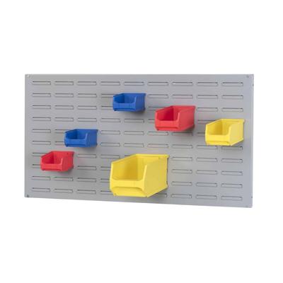 PROREGAL Trägersystem Graue Systemplatte mit 18x roten Sichtlagerboxen 3.0 | Maße HxB 50x100cm | Sichtlagerbox, Sichtlagerbehälter, Sichtlagerkasten
