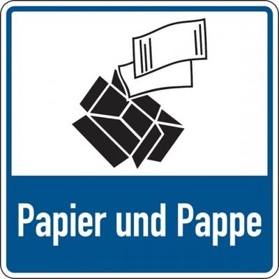 Aufkleber Abfallkennzeichen, Papier und Pappe, blau - 100 x 100 mm Folie selbstklebend