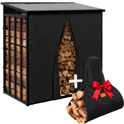 CLP Kaminholzständer Desmond + Tasche Trondheim schwarz   Größe: 180 cm