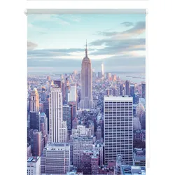 Lichtblick Rollo Klemmfix, ohne Bohren, blickdicht, New York - Blau
