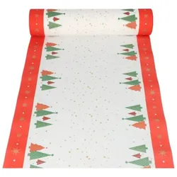 Papstar, Tischdecke, Tischläufer, stoffähnlich, Airlaid 24 m x 40 cm "Plain Christmas Trees"