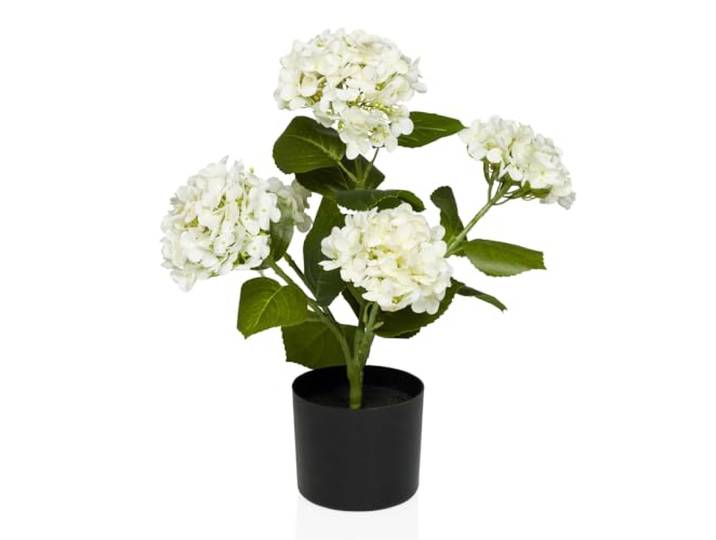hjh OFFICE Kunstblume im Topf 52cm Hydrangea Dekopflanze Hortensienbusch, Künstliche Hortensie Deko Blume