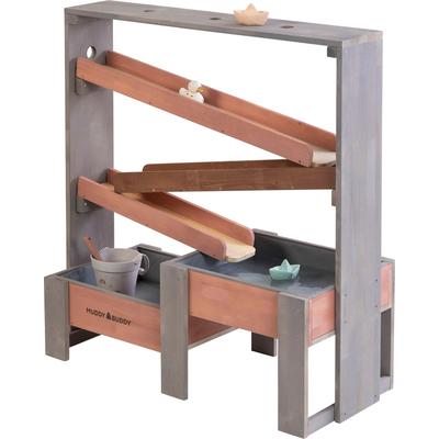 Wasserbahn MUDDY BUDDY "Aqua Tower", rosa (warmgrau, puderrosa), Wasserbahnen, Kinder, B/H/L: 44cm x 105cm x 100cm, Holz, inkl 2 großer Auffangbecken, warmgrau-puderrosa, B:44cm H:105cm L:100cm