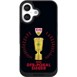 Nivocase Handyhülle für Apple iPhone 16 Hülle NIVOpure Case Schwarz Offizielles Lizenzprodukt Pokal VfB (Apple iPhone 16), Smartphone Hülle, Schwarz