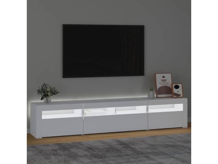 VIDAXL(2847)Meuble TV avec lumières LED Blanc 210x35x40 cm Armoire TV élégant