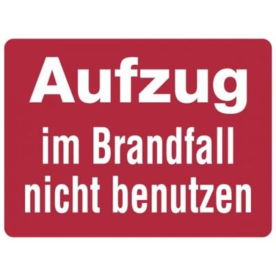 Hinweisschild, Aufzug im Brandfall nicht benutzen - 200x150 mm Folie selbstklebend