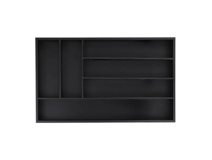 Relaxdays Bac à couverts\, 6 compartiments\, H x L x P : 5 x 46 x 28 cm\, organiseur tiroirs\, range-couverts bambou\, noir