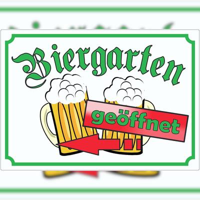 HB-Druck Biergarten links geöffnet Aufkleber A2 (420x594mm)