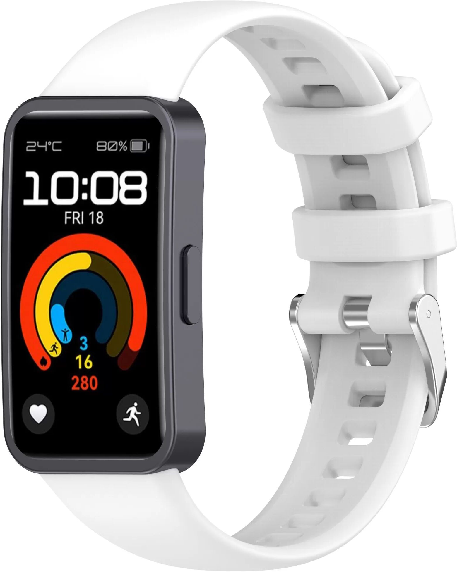 INF Weiches Silikon-Uhrenarmband für Huawei Band 10/9/8 (Metallschnalle) Weiß