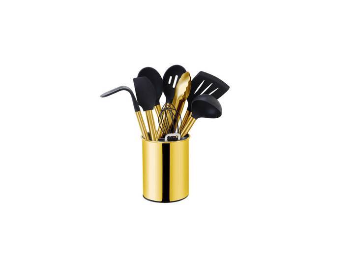 Echtwerk Küchenhelferset, Schwarz, Goldfarben, Kunststoff, 10-teilig, Aufhängeöse, lebensmittelecht, einfache Handhabung, Küchenzubehör, Küchenhelfer, Küchenhelfer-Set