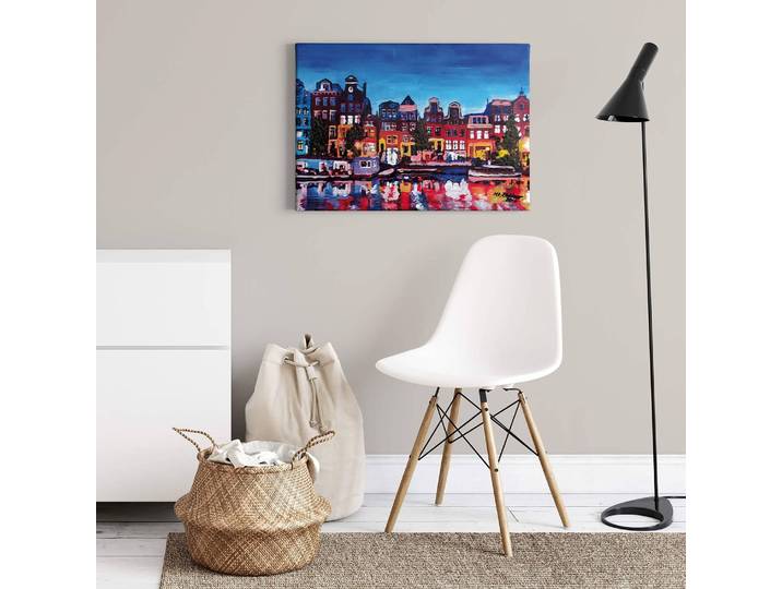 Impression sur toile Amsterdam Polyester PVC / Épicéa Multicolore 70 x 50cm