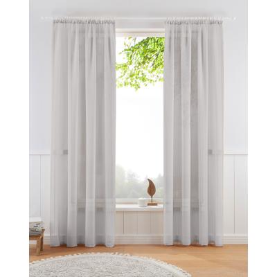 Gardine OTTO HOME "TENDER, 1 Stück, Kräuselband, transparent, Leinen Optik" Gr. 4, weiß (hellgrau), B:135cm H:245cm, Polyester, Gardinen, Gardine, Leinen Optik mit Struktur, monochrom, Bestseller