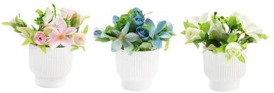 IH Casa Decor Artificial Lily Rose In Plastic Pot Asstd - Set of 3