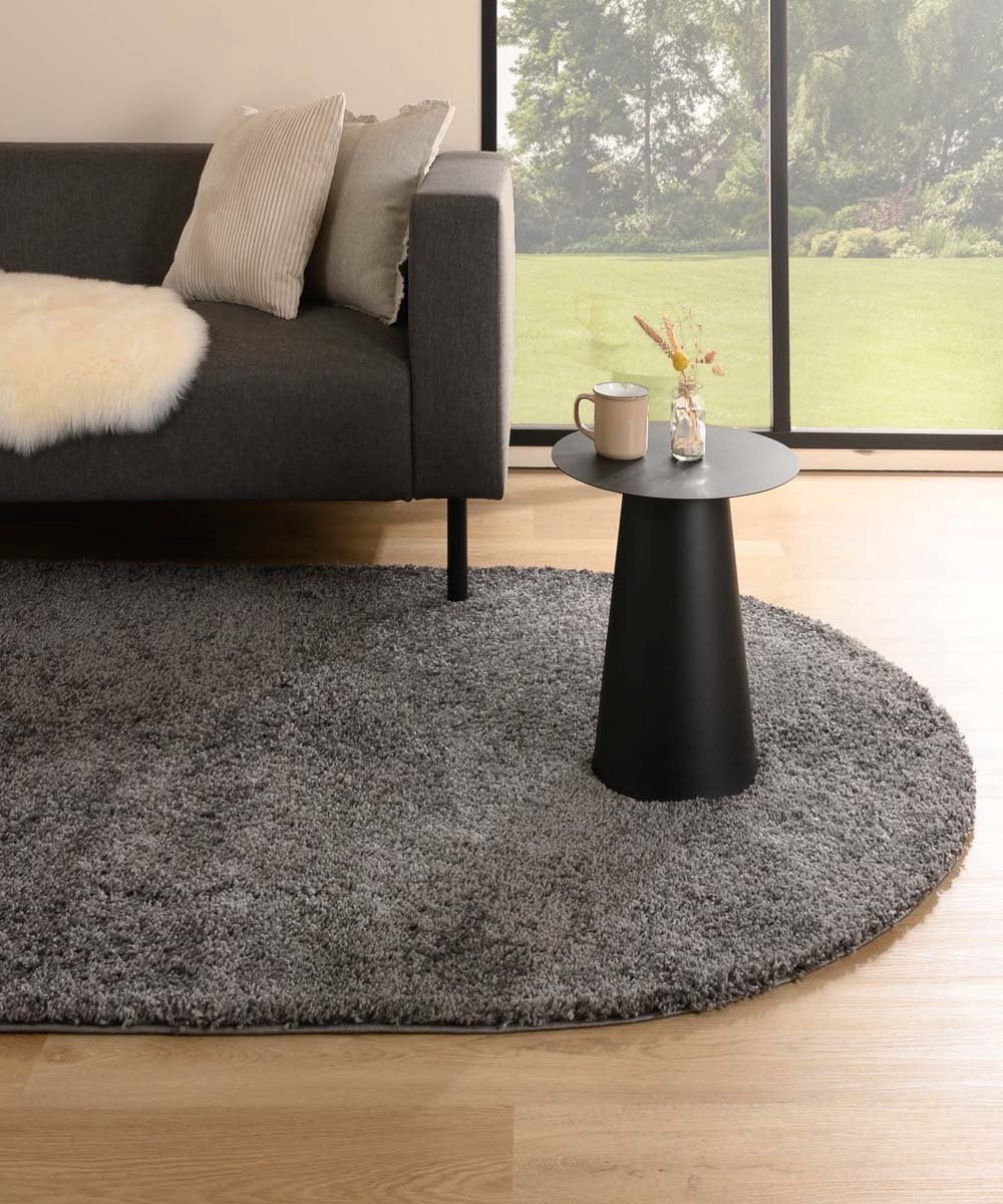 Ovaal hoogpolig vloerkleed Shaggy Trend grijs 200 x 300 cm