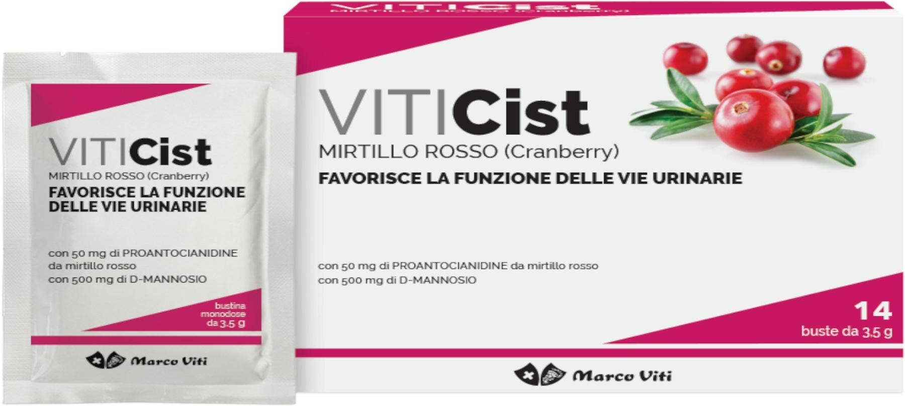 MARCO VITI Viti Cist Mirtillo Rosso + Detergente Intimo Lenitivo 14 Bustine Da 3 5g + 250ml 