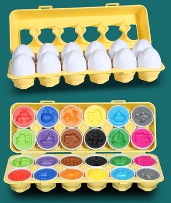 Uplift Picks Matching Eggs Montessori Color Sorting And Shape Recognition Toy 12 Pcs Transportation