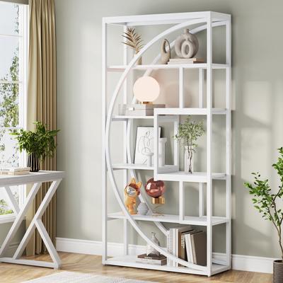 YUZHOU "70.8"" Tall Modern Geometric Bookshelf with 6-tier storage Shelf - 70.8""H"