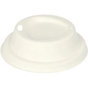 Papstar Becherdeckel 87934 Pure, Einweg, Zuckerrohr, rund, Ø 8 cm, weiß, 50 Stück
