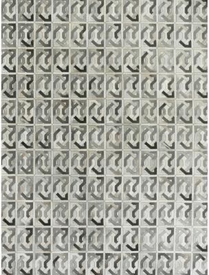 Exquisite Rugs Natural Hide hand-tufted Leather Hide Ivory/Silver/Medium Gray Area Rug
