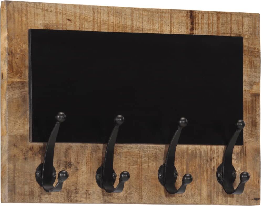 vidaXL Porte-manteaux muraux et 4 crochets 2 pcs bois manguier massif