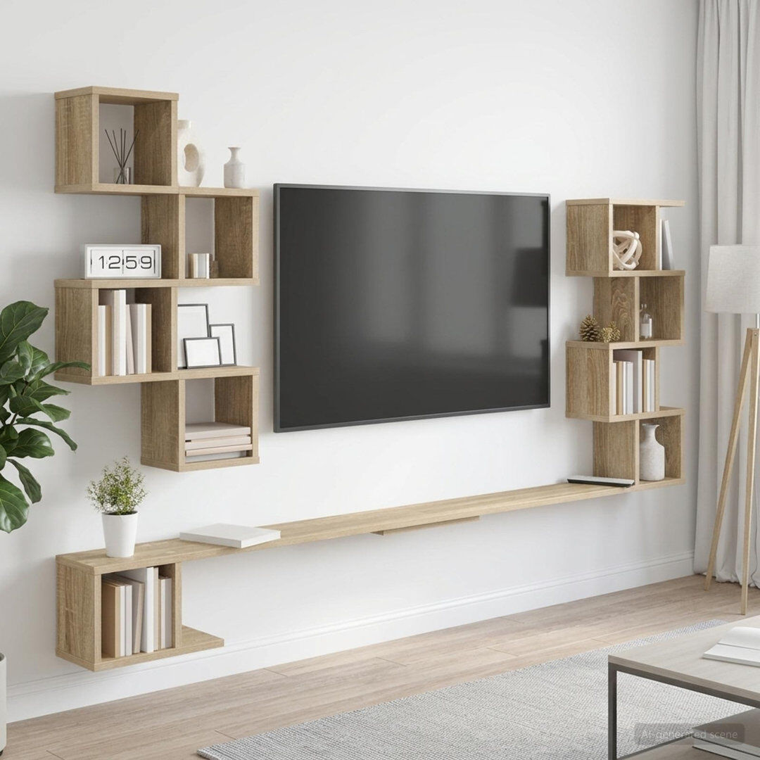 Brayden Studio Floating Shelf Sonoma Oak 94 cm H x 160 cm L x 15 cm D