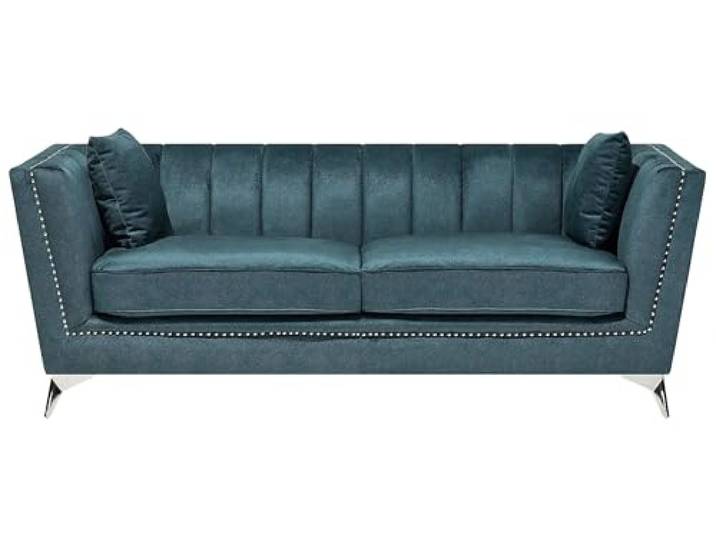 Beliani Sofa Set aus Samtstoff Blau-Grün 2-Sitzer 3-Sitzer modernes Wohnzimmer-Set Gaula