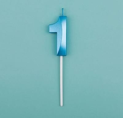 Uplift Essentials 3D Metallic Digital Birthday Candle blue No 1