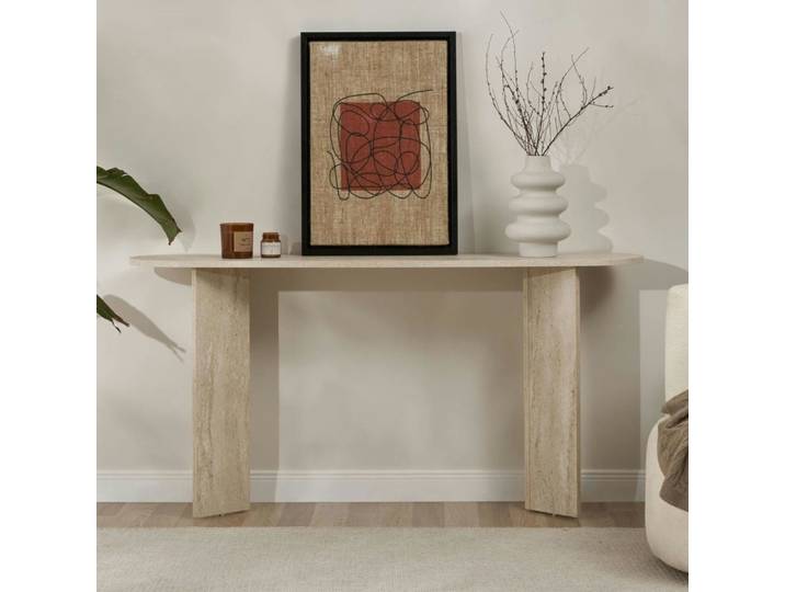 Console ovale 150 cm design - décor travertin