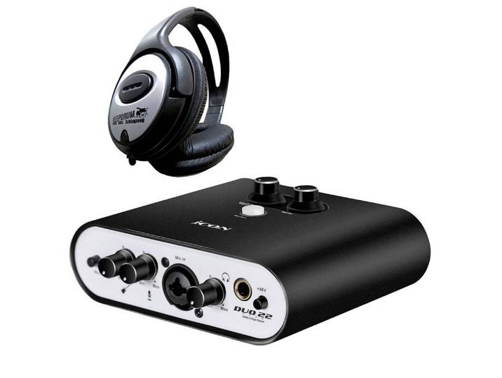 iCON Pro Audio Duo22 Dyna USB-Audio-Interface Digitales Aufnahmegerät (mit Kopfhörer)