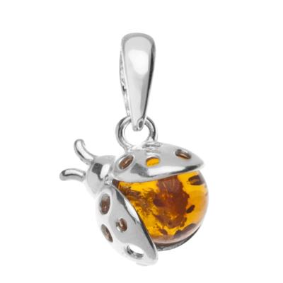 Kettenanhänger OSTSEE-SCHMUCK "Ostsee-Schmuck Anhänger Marienkäfer Anhänger Marienkäfer", weiß, Schmuckanhänger, Damen, 19x12mm, Silber 925 (Sterlingsilber), 1,6 g, Kettenanhänger