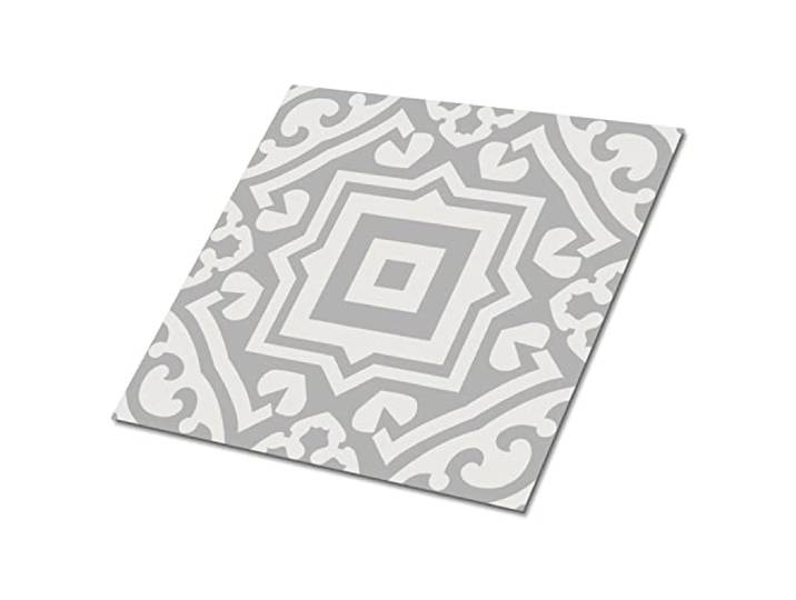 Decormat Selbstklebende Vinylfliesen Dekoartikel Aufkleber Satz von 9 Fliesen - 30x30 cm Grau Bodenbeläge PVC Wandfliesen für die Küche Fliesenaufkleber - Geometrische graue Muster