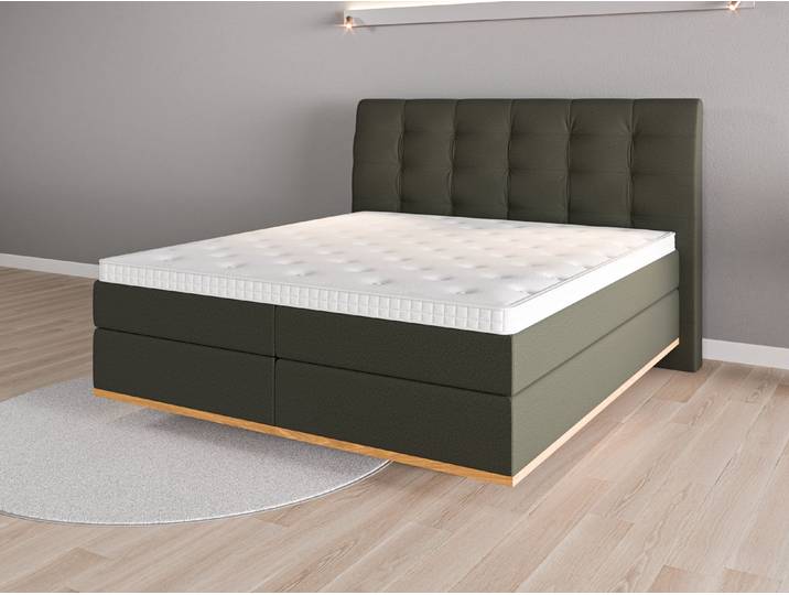 Boxspringbett 180x200 Nr. 1 - Grün (Waldgrün) - Softwolle