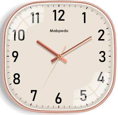 Daily Discovery Modern Square Quartz Wall Clock With Elegant Beige Dial Silent Wall Clock For Home Office Decor beige Golden 10 Inch