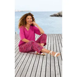 Leinen-Mix-Pullover in fuchsia in Größe 52/54 von DW-Shop, Fuchsia, 52/54